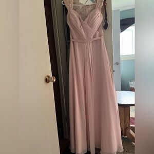 Mori Lee Pink Pleated Sweetheart Gown